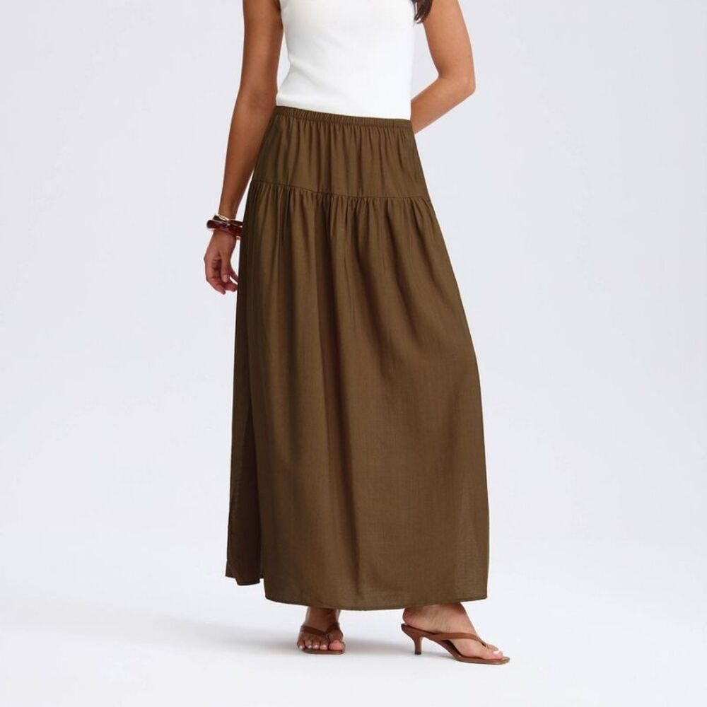 Women's Side Slit Detail Maxi Skirt - A New Day Brown M